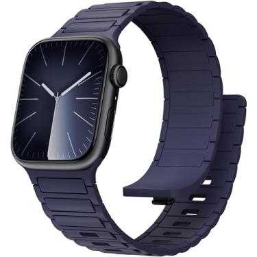 Imagem de Pulseira magnética esportiva para Apple Watch Ultra/2/3 de 49 mm, 45 mm, 46 mm, 44 mm, 42 mm, 41 mm, 40 mm, 38 mm, para Apple Watch, séries 11, 10, 9, 8, 7, 6, 5, 4, se 2