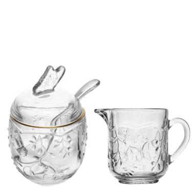 Imagem de Açucareiro e Leiteira Butterfly Cristal Ecológico Lyor