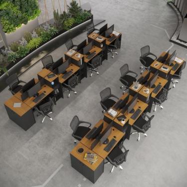 Imagem de Estação De Trabalho 16 Lugares Office Tech 16 Mesas 12 Armár - Preto E Cedro Preto E Cedro