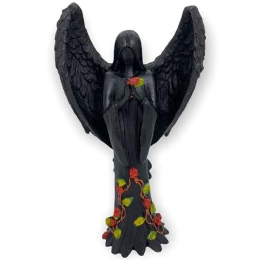 Imagem de Castiçal Anjo Negro Fêmea Ou Macho Resina 25Cm-Selecione Cor