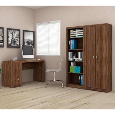 Imagem de Conjunto Escritorio Completo 3 Peças Cj5 Nogal Nogal - TECNO MOBILI