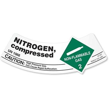 Imagem de SmartSign Nitrogênio - Pacote de gás comprimido com 25 etiquetas de ombro de cilindro de gás | Vinil de 5 cm x 13 cm, feito nos EUA