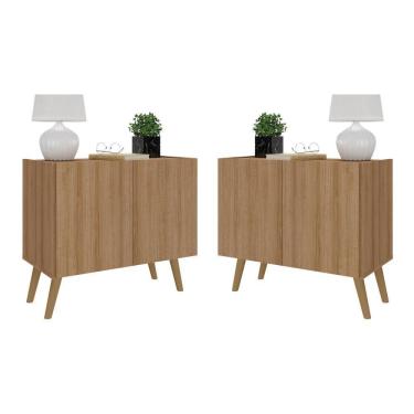 Imagem de Kit 2 Mesas De Cabeceira Retrô 2 Portas Mp4138 Rustic natural