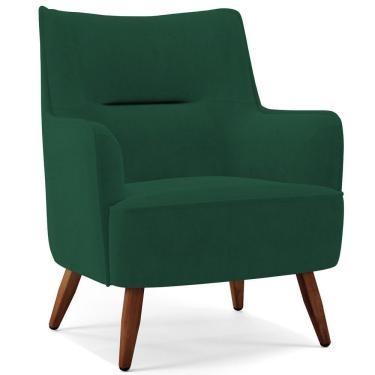 Imagem de Poltrona Fixa Pés De Madeira Isabella D02 Veludo Verde C-303