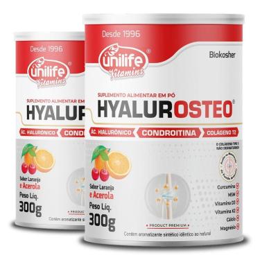 Imagem de Kit 2 Hyalurosteo Condroitina Unilife Laranja Com Acerola 300g