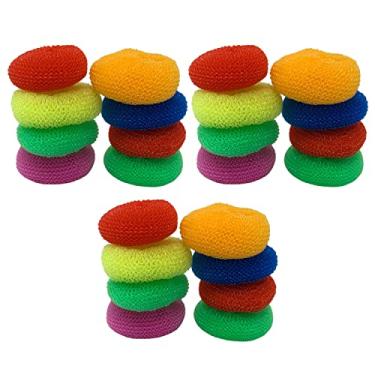 Imagem de 24 esponjas de shabat não absorventes de malha de plástico cores sortidas para pratos, não arranha para panelas antiaderentes e revestidas
