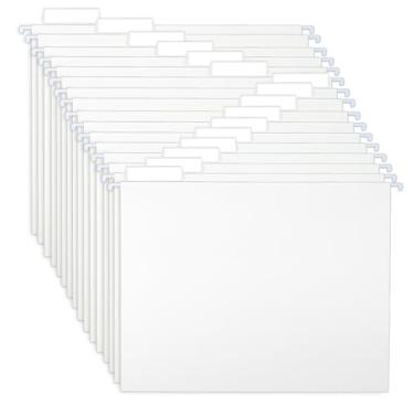 Imagem de Clapzooki Pacote com 30 pastas de arquivo suspensas tamanho carta pastas suspensas com abas de etiqueta cortada em 1/5 Pastas suspensas com abas para armário de arquivo, arquivos suspensos para