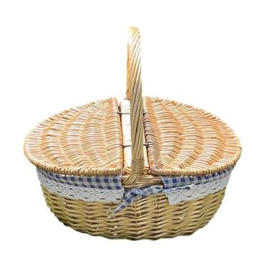 Imagem de Gralara Cesta de de vime com forro, organizador de armazenamento, multiuso, decorativa, ideal para Páscoa, presente para crianças e