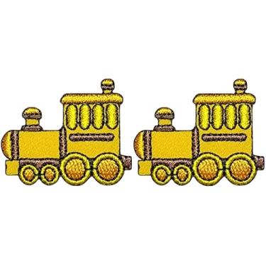Imagem de Papapatch Conjunto 2 de pequenos mini trem a vapor fofo retrô desenho animado de motor infantil reparação de roupas bolsas decalque aplique decorativo ferro costurado em adesivos bordados (TRAIN-02