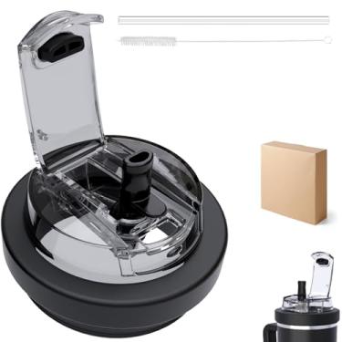 Imagem de Maiwj Tampa de silicone flip canudo substituição para copo Stanley de 850 g, seguro duplo, à prova de vazamento, à prova de poeira, com canudo e limpador, uso duplo, acessórios reutilizáveis Stanley