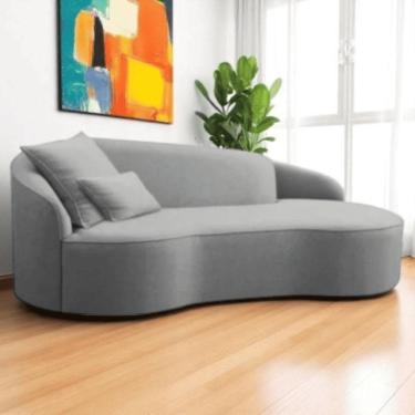 Imagem de Divã Recamier Sofá Curvo Sala De Tv E Estar Recepção Inglaterra 180cm Lado Direito Linho Cinza- Mabe Magazine