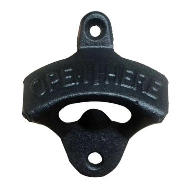 Imagem de Abridor De Garrafa De Parede Rústico Open Here Preto