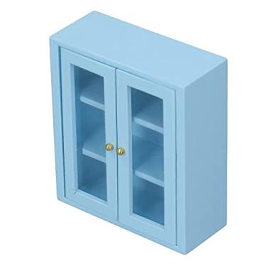 Imagem de Cryfokt Armário de Cozinha para Casa de Bonecas, Móveis Em Miniatura de Bétula Resistente para Cenas de Quarto e Sala de Estar (Azul)