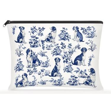 Imagem de Bolsa de maquiagem Beagle Dog French Toile De Jouy - inspirada na bolsa de maquiagem Toile De Jouy - Presentes para amantes de cães - presentes para mulheres - amantes de animais de estimação no dia