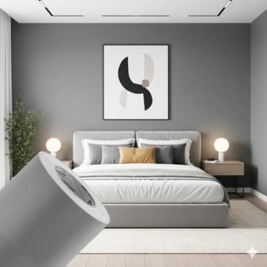 Imagem de Papel de Parede PREMIUM Cinza 10 metros = 2 Rolos de 5m X 45cm Papel Adesivo para Móveis Cinza Texturizado