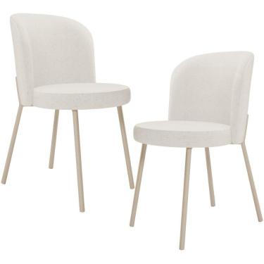 Imagem de Kit 02 Cadeiras Para Sala De Jantar Cozinha Estofada Gavi Arena L02 Linho Bege - Lyam Decor