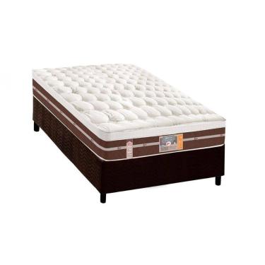 Imagem de Cama Box Solteiro: Colchão Molas Ensacadas Castor Silver Star Air Híbrido + Base Crc Suede Brown (88x188)