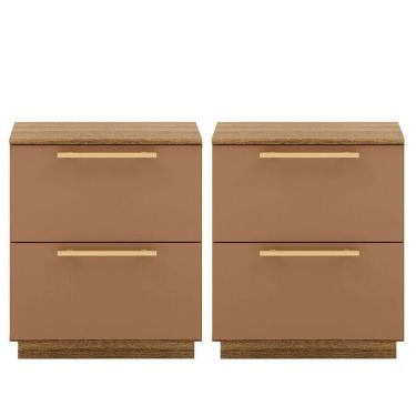 Imagem de Kit 2 Mesas De Cabeceira 2 Gavetas Mdp Debai Nature/camarim
