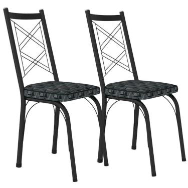 Imagem de Kit 2 Cadeiras Tubular Europa 143 Preto Assento Artef Mosaico Silver