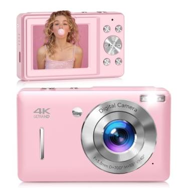 Imagem de Câmera digital, 44 MP FHD 1080P, zoom 16x, cartão SD de 32 GB, câmera compacta para crianças, adolescentes e adultos, rosa