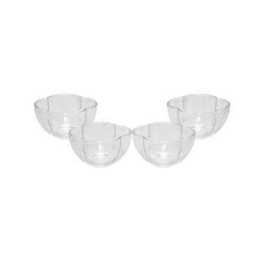 Imagem de Conjunto 4 Bowls de Vidro Wolff Butterfly 11x11x6,5cm 350ml Detalhe em Relevo Transparente
