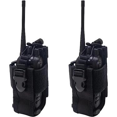 Imagem de Sarcia Coldre de rádio, bolsa de rádio Molle para rádios militares resistentes, bolsa coldre para walkie talkie de duas maneiras compatível com Motorola Baofeng Kenwood, pacote com 2