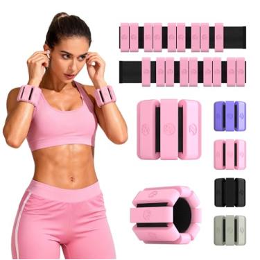 Imagem de Sonkoloro Pesos de pulso ajustáveis para mulheres e homens, pesos de perna para mulheres de 0,3 kg a 0,5 kg cada para caminhada, ioga, dança, barra, academia (blush, 1 kg (2 peças))