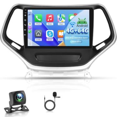 Imagem de [4 + 64 G] Rádio automotivo NHOPEEW para Jeep Cherokee Sport 2014-2017 - Carplay sem fio e Android Auto - tela sensível ao toque de 10 polegadas Android estéreo para carro com equalização de áudio/GPS