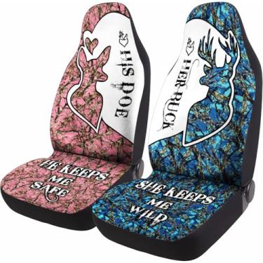 Imagem de GENANY Game Hunting 2 capas de assento dianteiras de carro para carro, caminhão, sedan, SUV, protetores de assento automotivos duráveis, presentes fofos de carro, capas de cadeira balde respiráveis