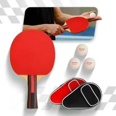 Imagem de Raquete De Ping Pong Profissional Tênis De Mesa Com Raqueteira e 3 Bolinhas Kit Completo Premium