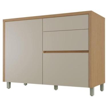 Imagem de Balcão Gabinete De Cozinha 1,20m 1 Porta 3 Gavetas 100% Mdf Cléo Madei