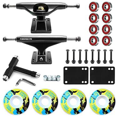 Imagem de Conjunto de Trucks Rodas e Rolamentos Skate com Chave T Protetores Risco Peças Hardware para Reparo Montagem Ponte Longb