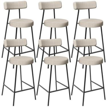 Imagem de Kit 06 Banquetas Baixa Para Cozinha Sala De Jantar Bar Bancada Milão L