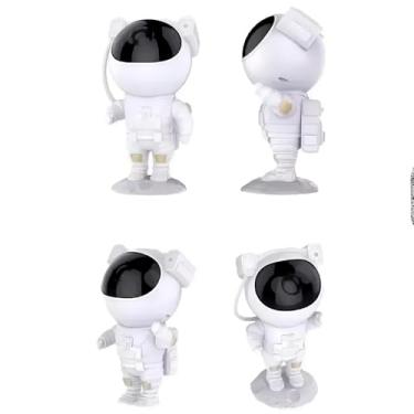 Imagem de Luminária Projetor de Estrelas Astronauta USB, LED 5W Giratório, Controle Remoto, 24x11x12cm, PVC/PC/ABS, Luz Decorativa para Quarto