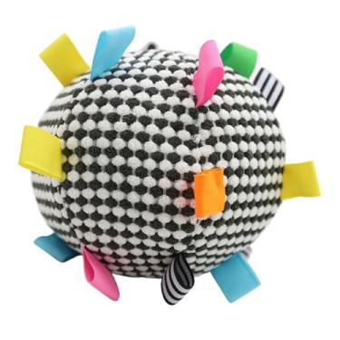 Imagem de HEEPDD Brinquedo para Puxar Cachorro, Brinquedo Interativo de Pelúcia Com Sino Dentro para Brincadeiras, Jogos de Busca e Perseguição, Cores Brilhantes e Fitas Divertidas para Cães (Preto e branco)