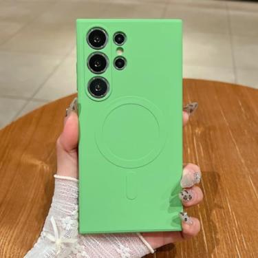 Imagem de Capa magnética de silicone para Samsung Galaxy S25 S24 S23 S22 S21 Ultra Plus S25 Fe, capa macia de TPU à prova de choque (para Galaxy S23/Ciano)