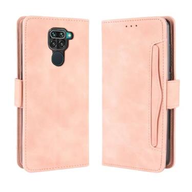 Imagem de Capa para XIAOMI Redmi Note 9,Retro magnético Flip Case,Design de carteira de couro PU com slots de cartão removíveis -Pink