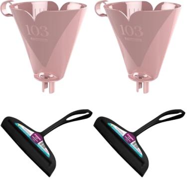 Imagem de Conjunto de 2 Rodo Plástico Multiuso Preto com Raspador 18cm + 2 Suporte de Filtro de Café Tam. 103 Rosa