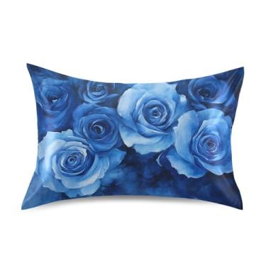 Imagem de JUZIHAI Linda fronha de cetim rosas, fronha de seda suave e fresca, fronha de seda com fecho de envelope macio e respirável para cabelo e pele, tamanho king 50,8 x 101,6 cm x 1