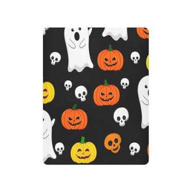 Imagem de JUZIHAI Lençol de berço de Halloween para meninos e meninas, fantasmas alegres, macio, elástico, respirável, para berço padrão e cama infantil, 99 x 68 cm
