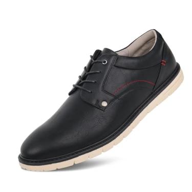 Imagem de Hawkwell Tênis masculino plus size casual Oxfords confortável para negócios tamanho 13 14 15 16 17 18 19, Preto, 50