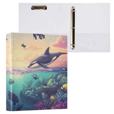 Imagem de Pasta de prancheta violeta Marine Life fichário redondo com 3 anéis de 2,5 cm, organizador de fichário, 1 pacote