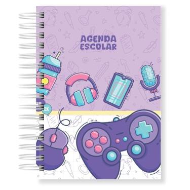 Imagem de Agenda Escolar Infantil Capa Dura Ano Letivo 2 Dias Por Página A5 (Gamer menina)