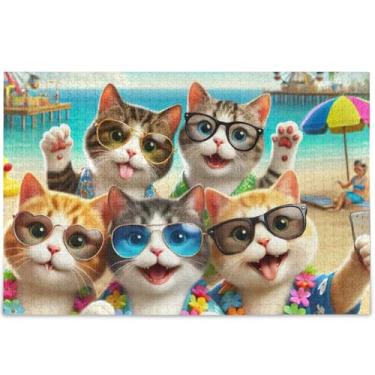 Imagem de 1000 quebra-cabeças de animais fofos para adultos presentes engraçados de tecnologia de jogos divertidos para adultos arte colorida de animais, 75 x 50 cm