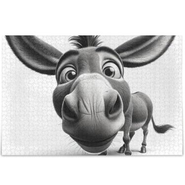 Imagem de Quebra-cabeça engraçado burro fofo personalizado 1000 peças para adultos, brinquedo de arte, cena de inverno, amantes de elefantes brancos, presentes, 75 x 50 cm