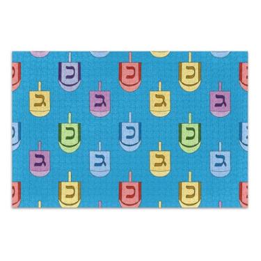 Imagem de Quebra-cabeça azul colorido Dreidels 500 peças presentes de jogo de quebra-cabeça adulto engraçado difícil quebra-cabeça família brinquedo artístico, 50 x 35 centímetros