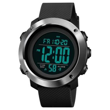 Imagem de ZJchao 1426 Relógio Digital Masculino Relógio de Natação na Água para Homens Retroiluminado Esporte Cronógrafo Data Com Semana Mês Exibição Alarme Cronômetro Verde Preto (Preto e branco)