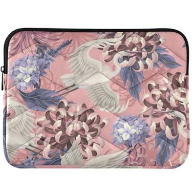 Imagem de Capa para laptop com flores de crisântemo Heron para MacBook Pro 14 polegadas, capa para laptop, capa fofa para notebook universal de 13 a 14 polegadas