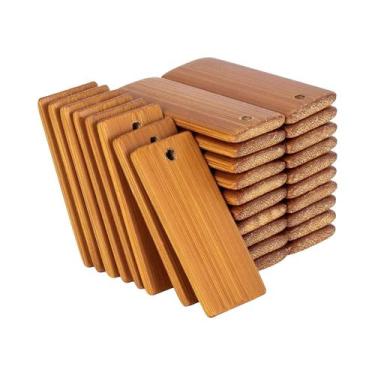 Imagem de Etiquetas De Chaveiro De Madeira Natural De Bambu 50 Peças 45x20mm Sem