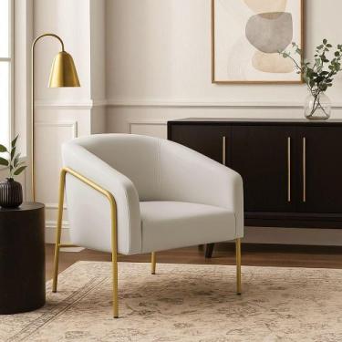 Imagem de Poltrona Sala Industrial Alta Dourado Stella Veludo D03 - D'rossi Cinz